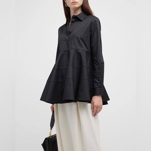 CO Essentials cotton poplin tiered peplum blouse